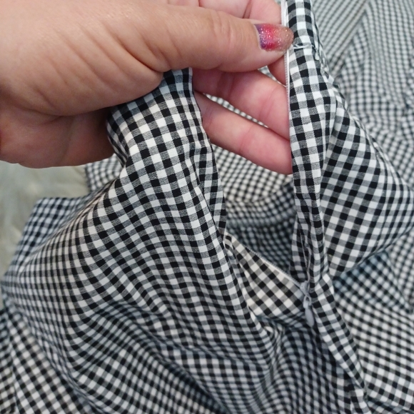 Boutique Black & White Gingham Checkered Ruffle Midi Skirt - Picture 8 of 8